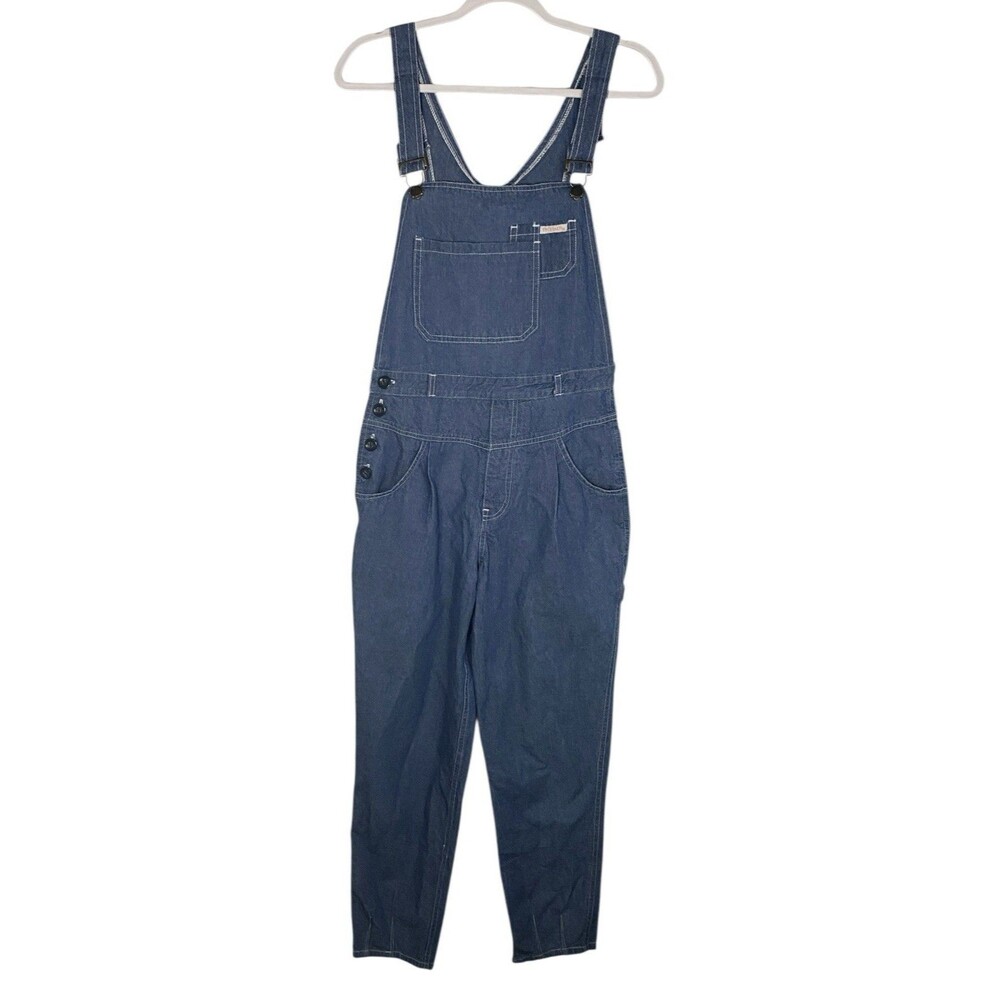 Retro Chennachi Pleated Tapered Denim Carpenter Bib Overalls